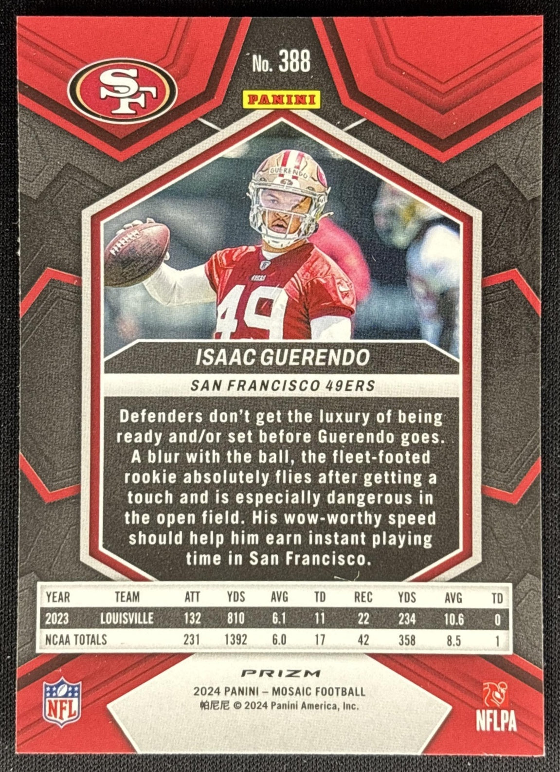 Isaac Guerendo 2024 Panini Mosaic Green Prizm 49ers Sports Trading Card