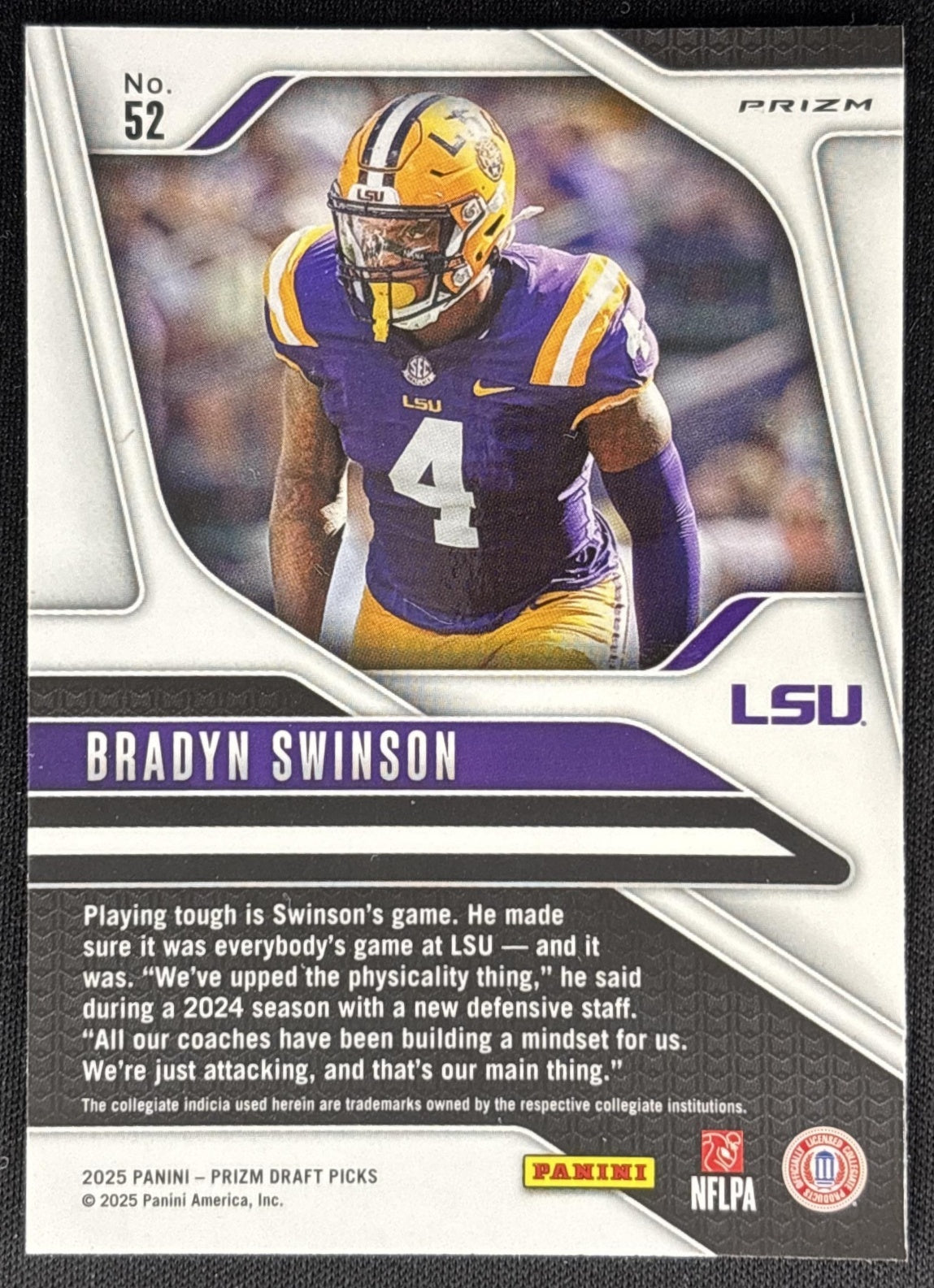 Bradyn Swinson 2025 Panini Prizm Draft Picks Red Ice Tigers Sports Trading Cards