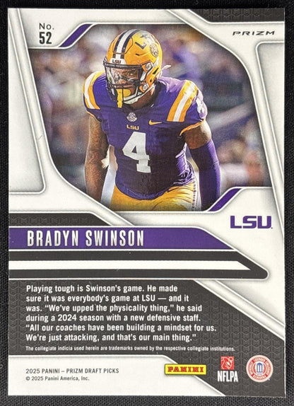 Bradyn Swinson 2025 Panini Prizm Draft Picks Red Ice Tigers Sports Trading Cards