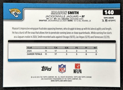 Maason Smith 2025 Topps Chrome Football Leather Refractor Jaguars