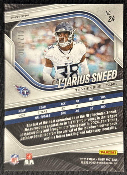 L'Jarius Sneed 2025 Panini Prizm Pandora /400 Titans back