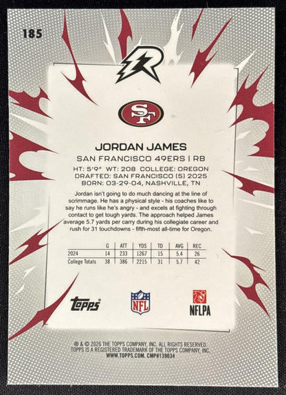 Jordan James 2025 Topps Resurgence 49ers Sports Trading Cards