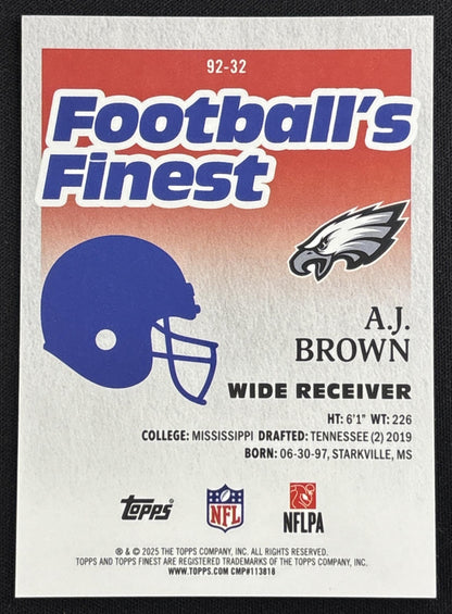 A.J. Brown 2025 Topps Finest 1992/92 Eagles Sports Trading Card
