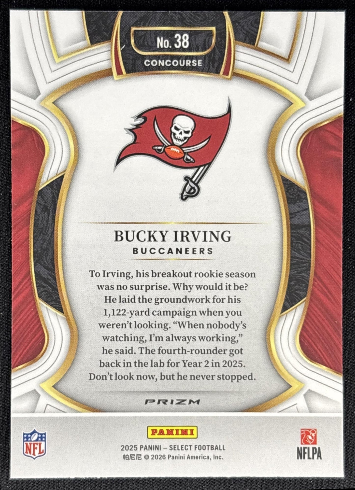 Bucky Irving 2025 Panini Select Concourse Pink Prizm Shock Buccaneers back