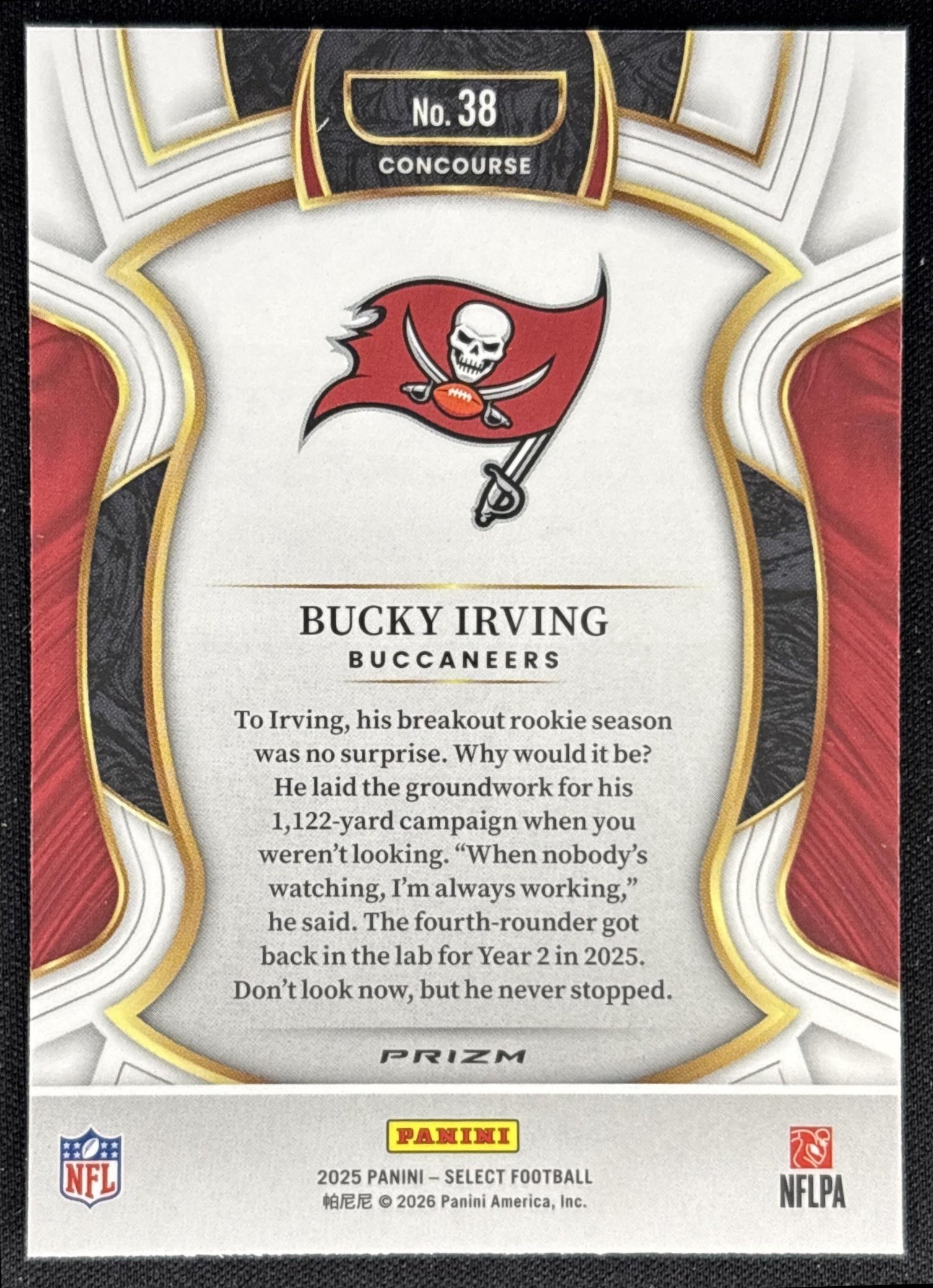 Bucky Irving 2025 Panini Select Concourse Pink Prizm Shock Buccaneers back