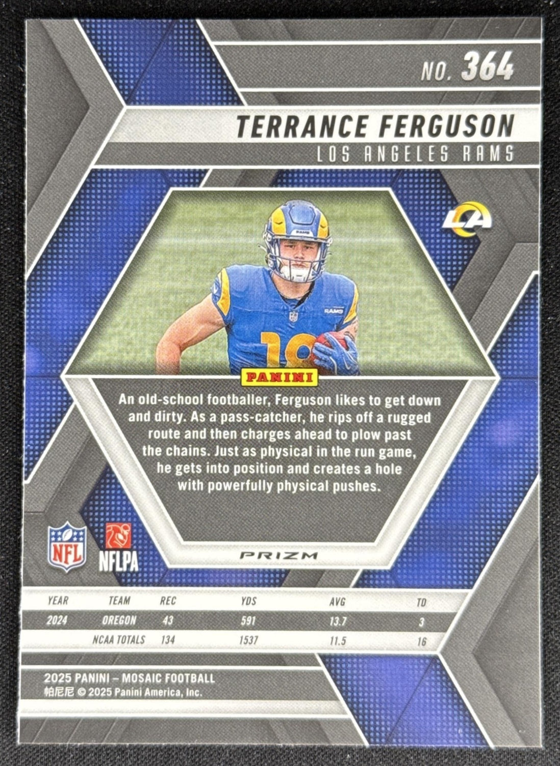 Terrance Ferguson 2025 Panini Mosaic Rookies Silver Prizm Rams Sports Trading Card