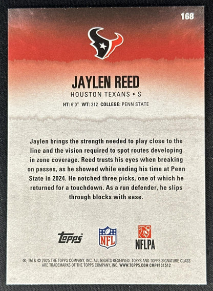 Jaylen Reed 2025 Topps Signature Class Yellow Rookie Texans back