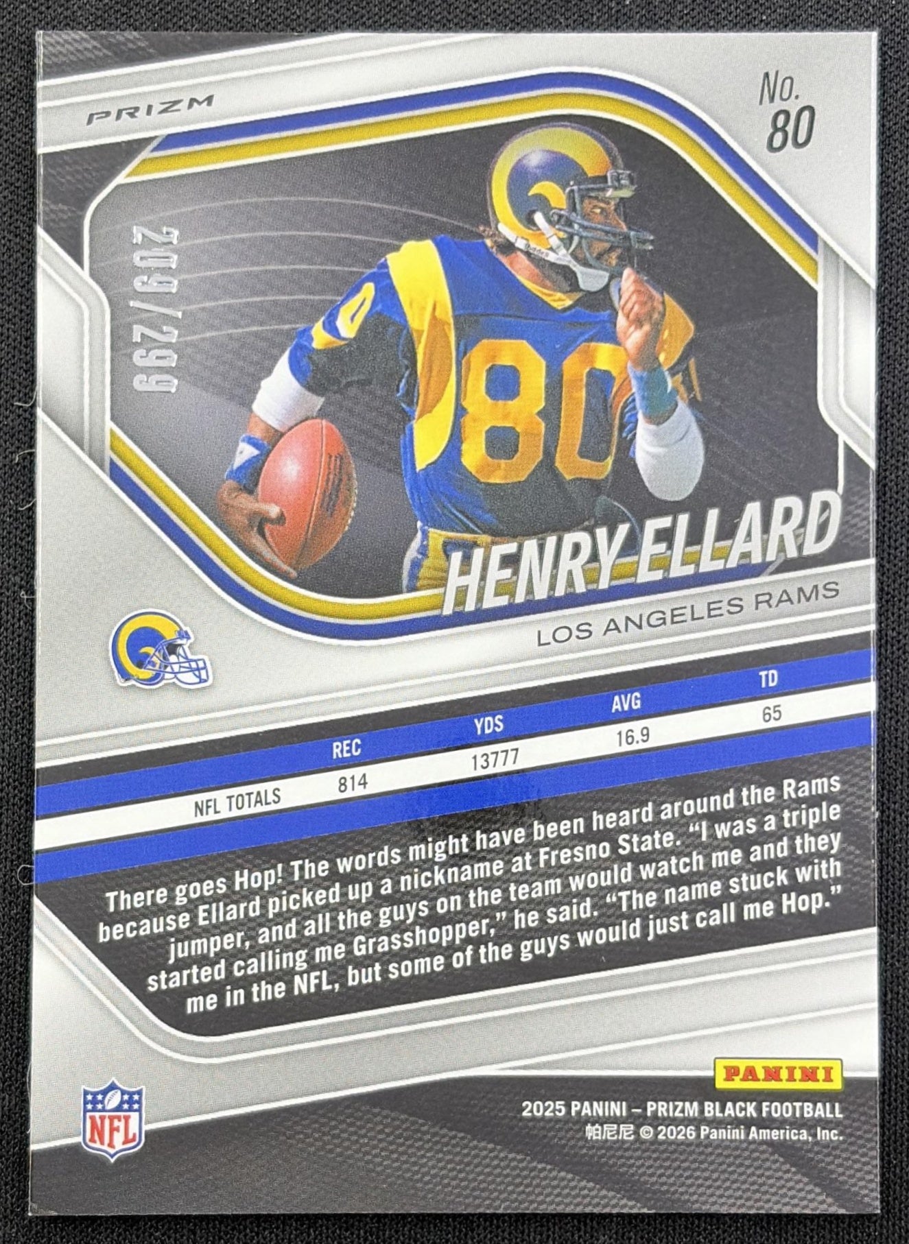 Henry Ellard 2025 Panini Prizm Black Red /299 Rams
