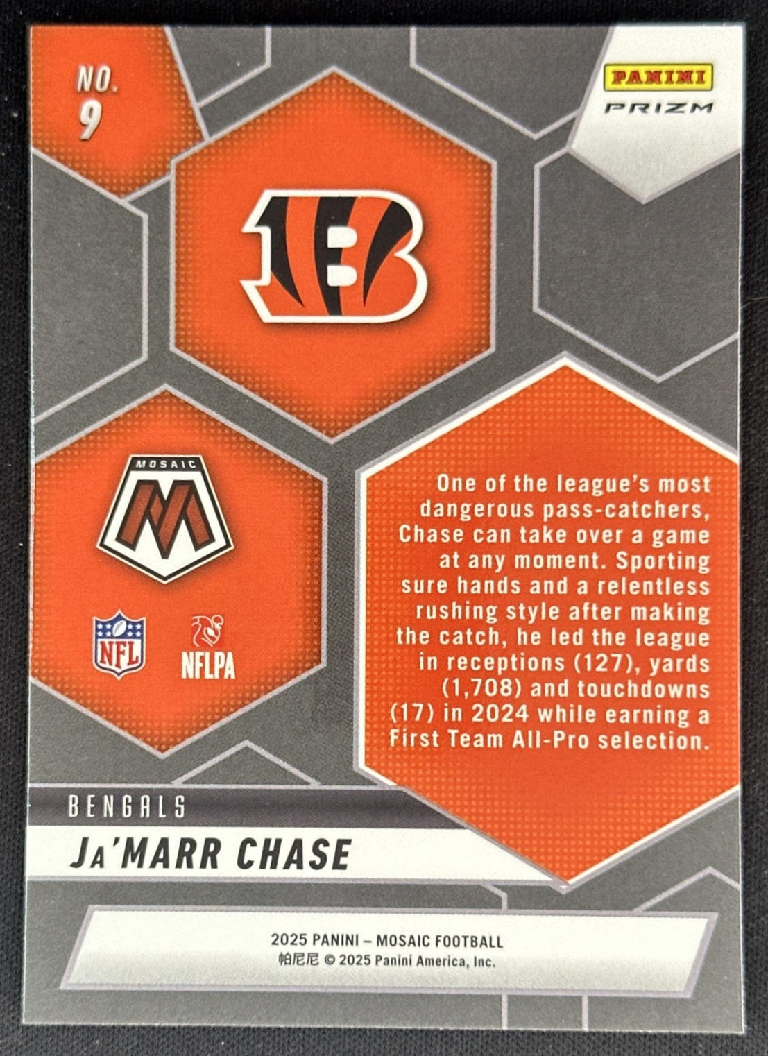 Ja'Marr Chase 2025 Panini Mosaic Montage No Huddle Silver Prizm Bengals Sports Trading Cards