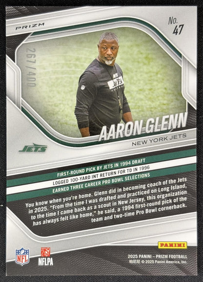 Aaron Glenn 2025 Panini Prizm Pandora /400 Jets back