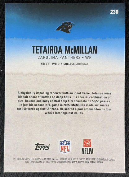 Tetairoa McMillan 2025 Topps Signature Class Chrome Rookie Panthers