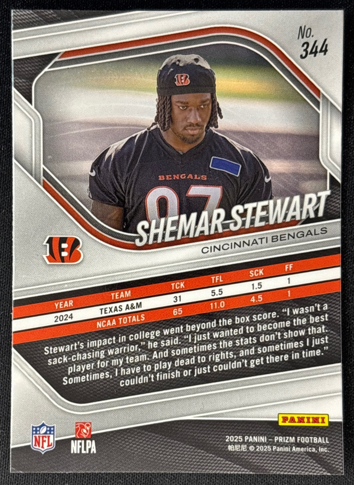 Shemar Stewart 2025 Prizm Bengals Sports Trading Card