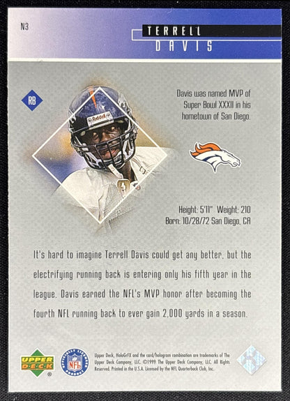 Terrell Davis 1999 Upper Deck HoloGrFX NFL 24/7 Broncos back