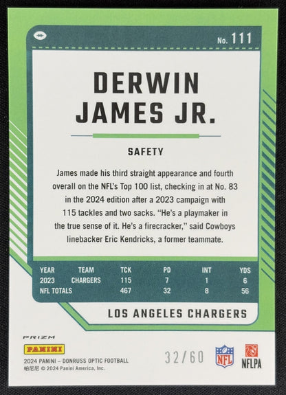 Derwin James Jr. 2024 Panini Donruss Optic Purple /60 Chargers