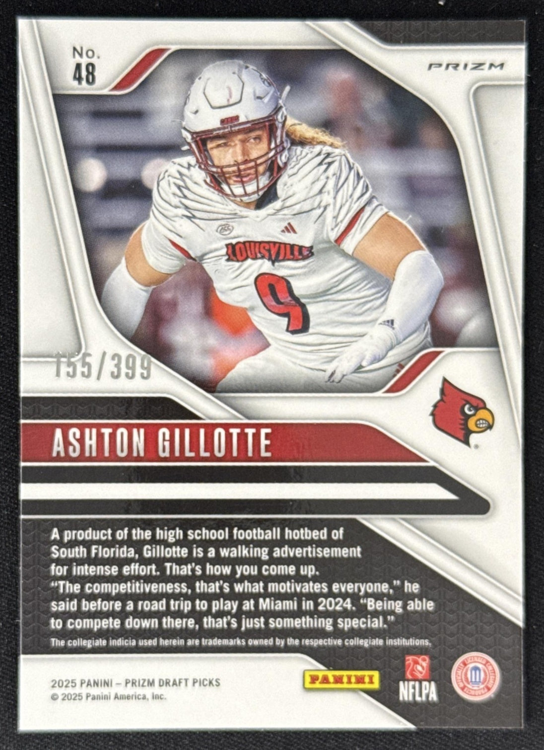 Ashton Gillotte 2025 Panini Prizm Draft Picks Red /399 Cardinals Sports Trading Card