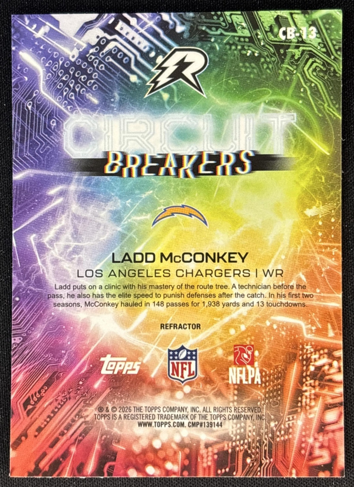 Ladd McConkey 2025 Topps Resurgence Circuit Breakers Chargers Los Angeles Chargers Sports Trading Cards