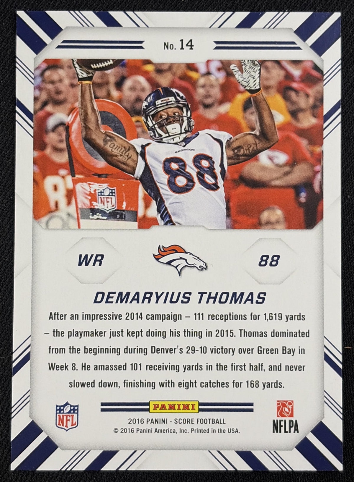 Demaryius Thomas 2016 Panini Score Chain Reaction Jumbo Gold /99 Broncos - back