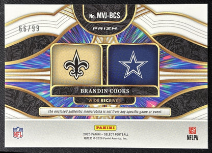 Brandin Cooks 2025 Panini Select Multiverse Jerseys White Prizm /99 Saints Cowboys - back