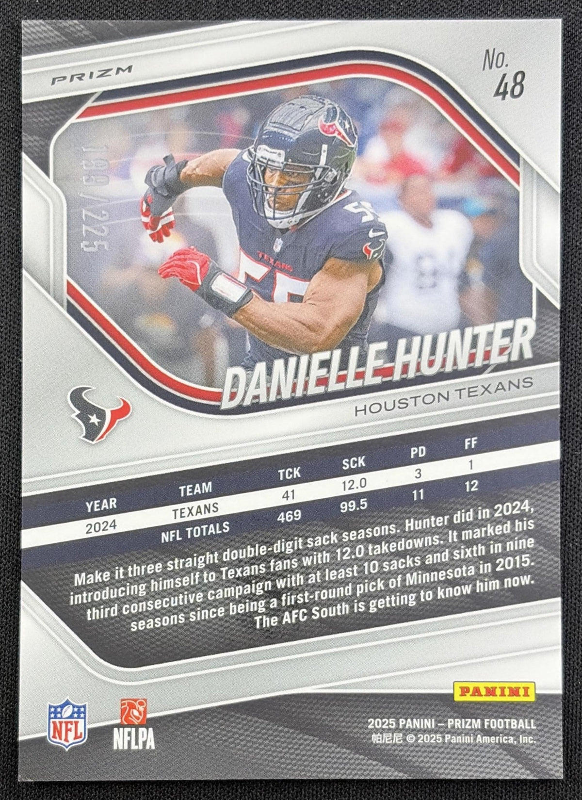 Danielle Hunter 2025 Panini Prizm Purple Ice /225 Texans