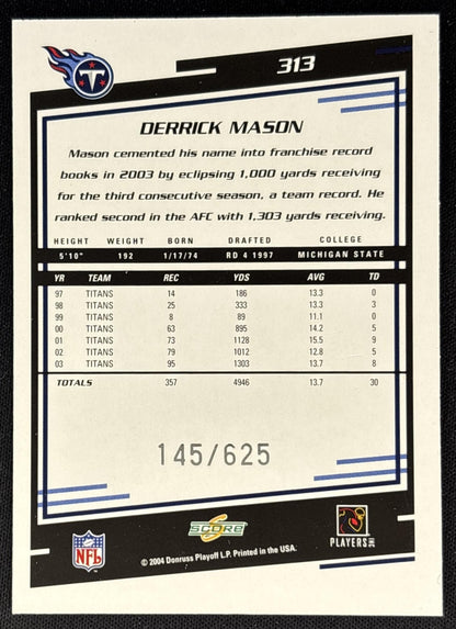 Derrick Mason 2004 Score Scorecard /625 Sports Trading Cards