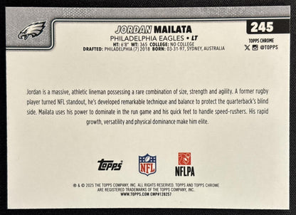 Jordan Mailata 2025 Topps Chrome Hot Pink X-Fractor Eagles