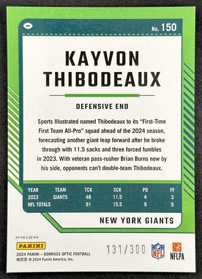 Kayvon Thibodeaux 2023 Panini Donruss Optic Wave Prizm /300 Giants Sports Trading Cards