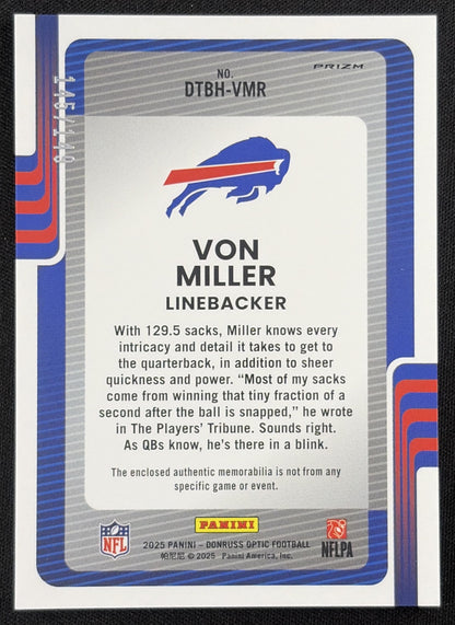 Von Miller 2025 Panini Donruss Optic Threads Neon Green Prizm /149 Bills