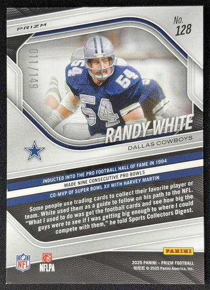 Randy White 2025 Panini Prizm Red Wave /149 Cowboys back