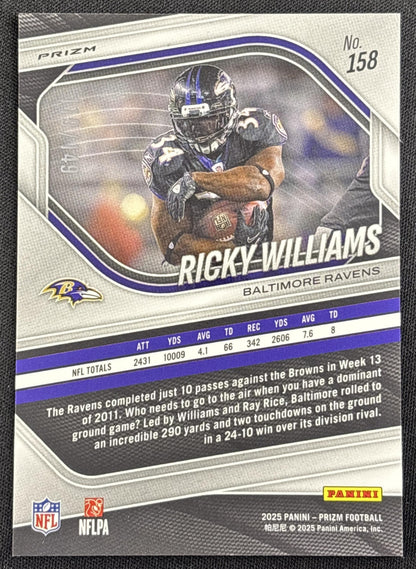 Ricky Williams 2025 Panini Prizm Red Wave /149 Ravens