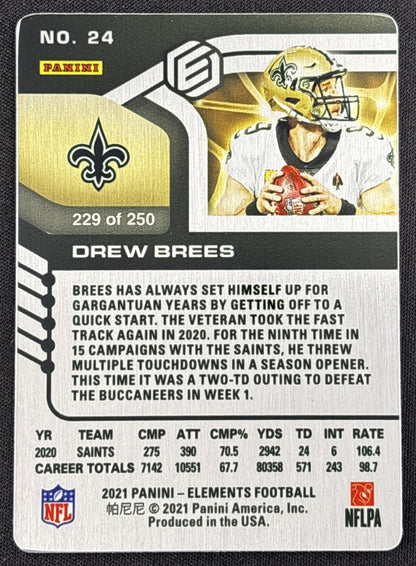 Drew Brees 2021 Panini Elements -/250 Saints - back
