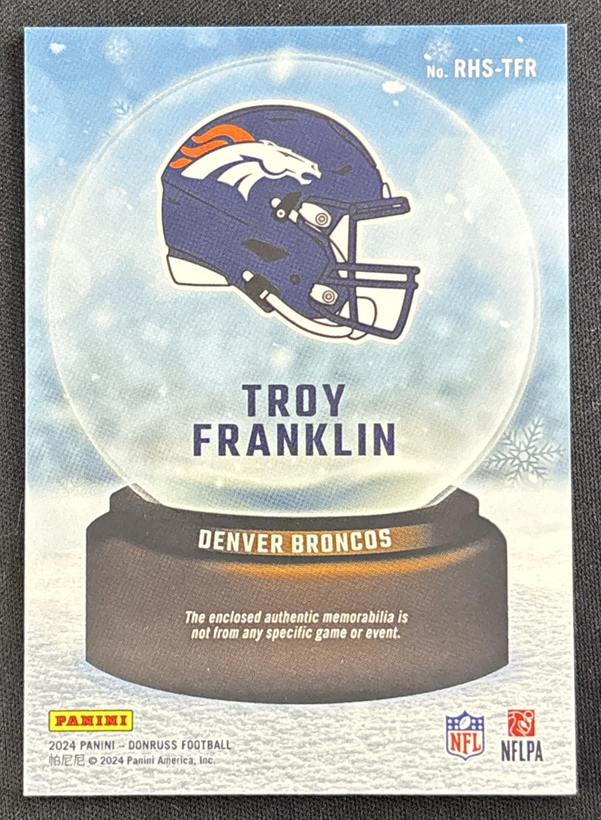 Troy Franklin 2024 Panini Donruss Rookie Holiday Sweater Broncos