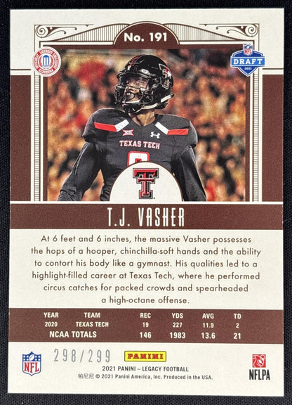 T.J. Vasher 2021 Panini Legacy Red /299 Sports Trading Cards