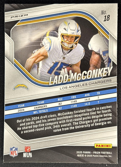 Ladd McConkey 2025 Panini Prizm Neon Green Pulsar Chargers