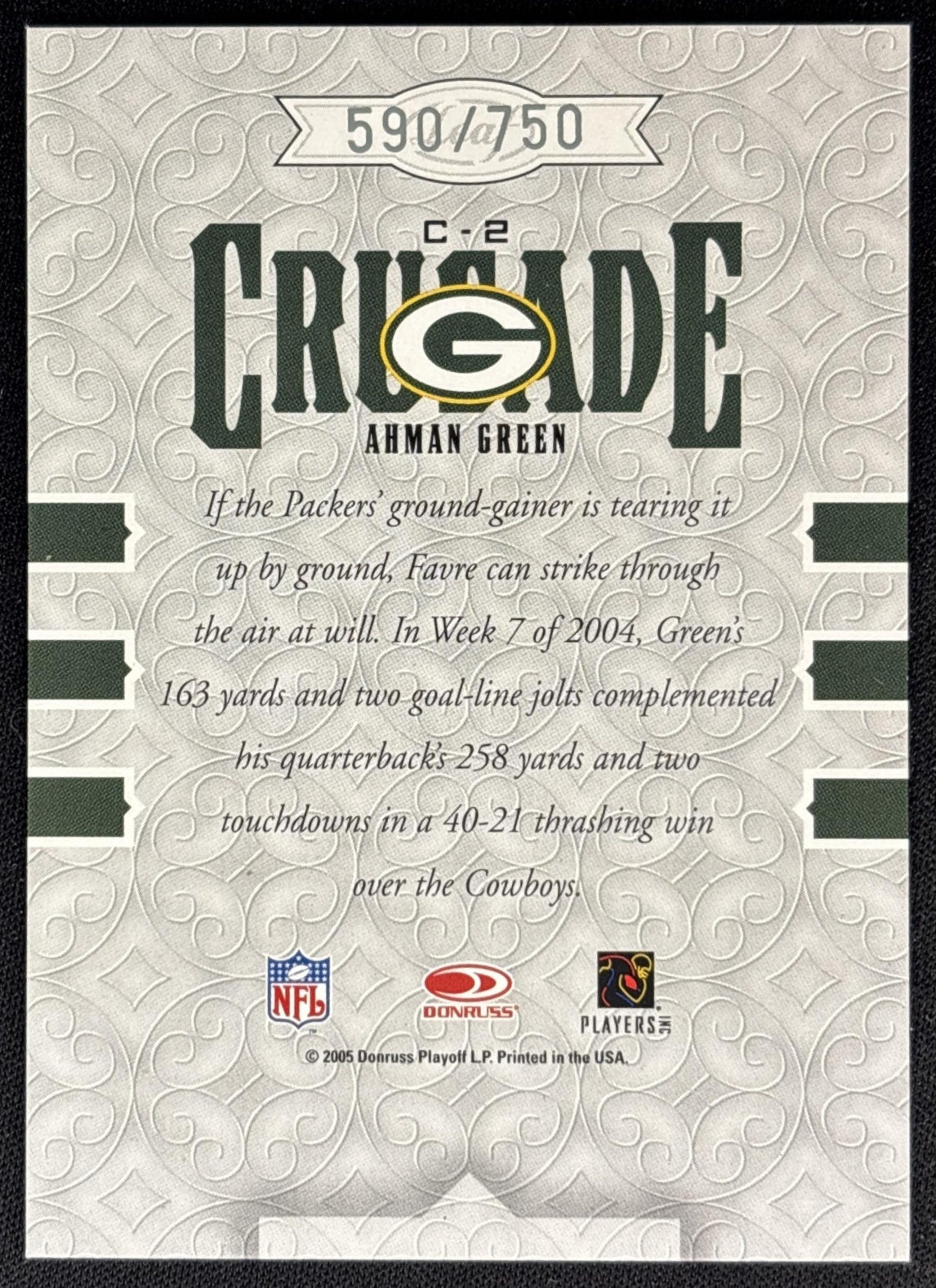 Ahman Green 2005 Leaf Rookies & Stars Crusade /750 Packers back