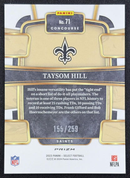 Taysom Hill 2023 Panini Select Tri Color Prizms /259 Saints