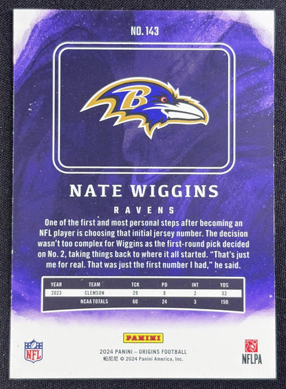 Nate Wiggins 2024 Panini Origins Rookies Ravens