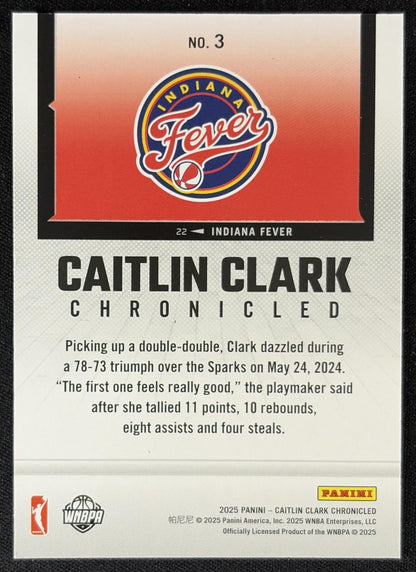 Caitlin Clark 2025 Panini Chronicled WNBA Red Cracked Ice Fever 3