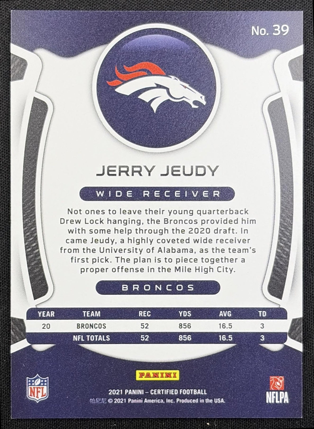 Jerry Jeudy 2021 Panini Certified Mirror /299 Broncos