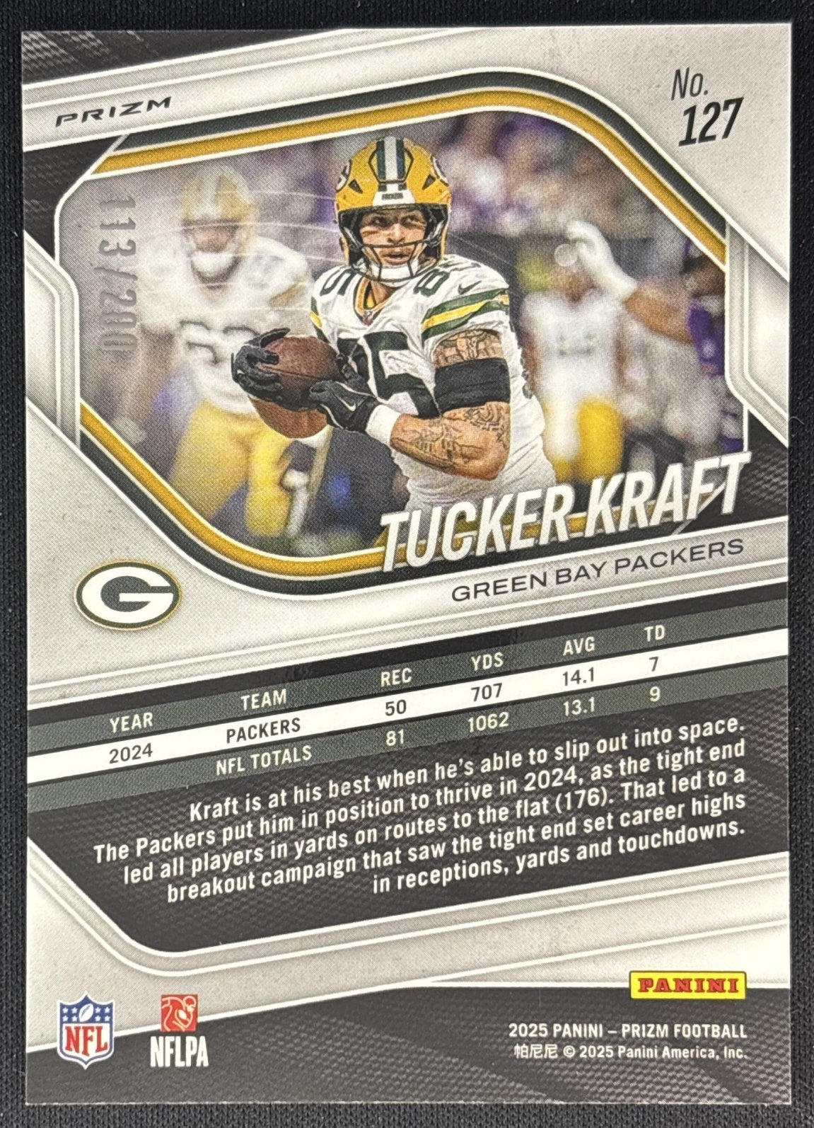 Tucker Kraft 2025 Panini Prizm Hyper /200 Packers back