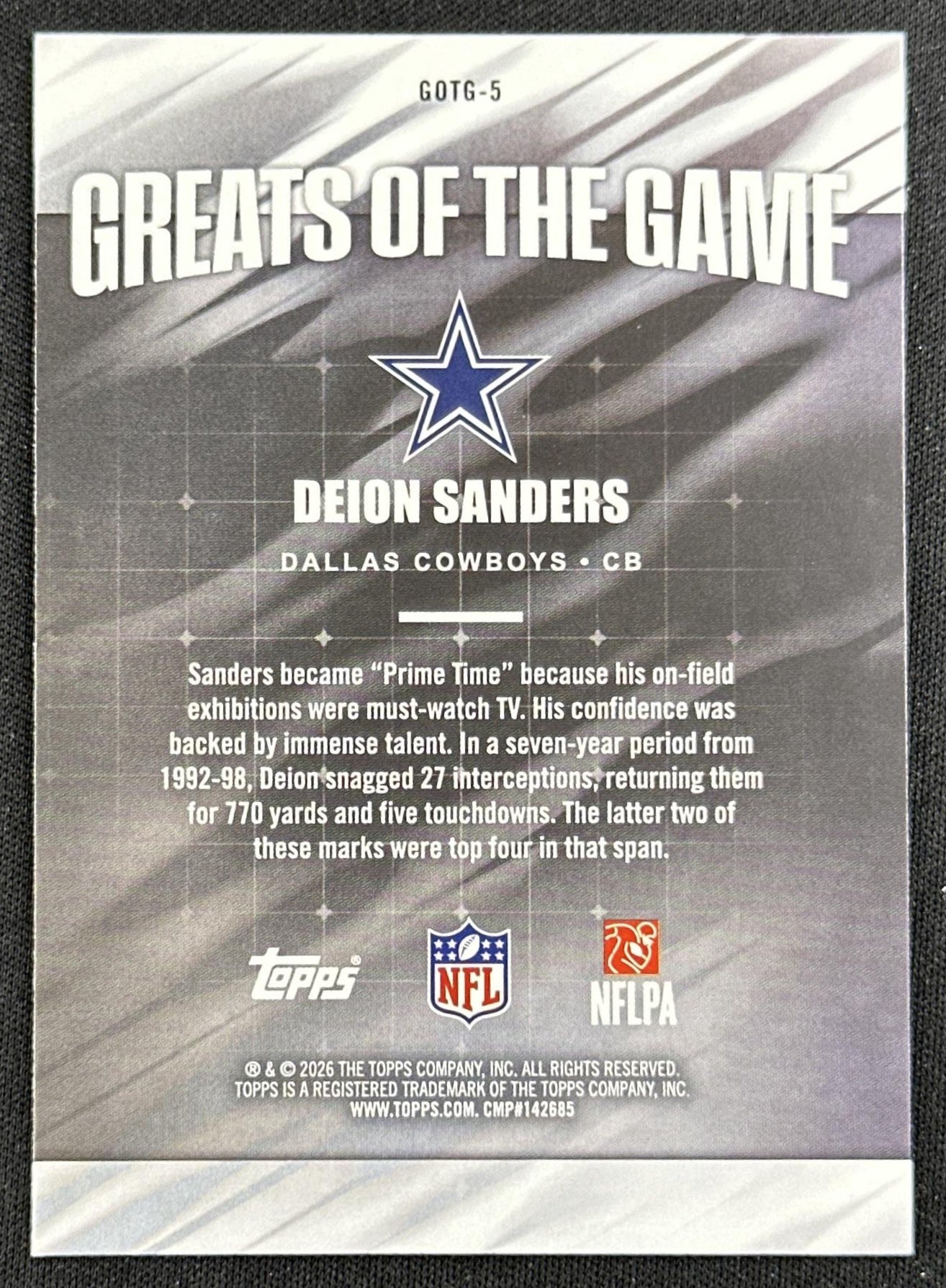 Deion Sanders 2026 Topps Flagship Greats Of The Game Cowboys