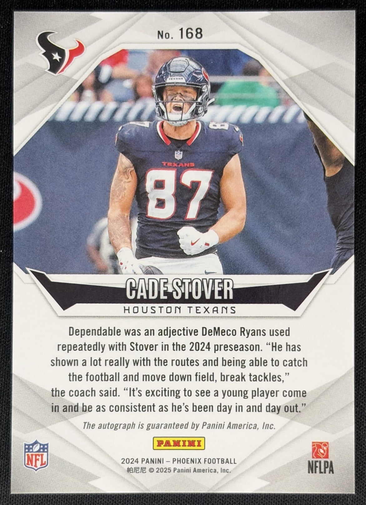Cade Stover 2024 Panini Phoenix Rookie Auto Pandora Texans Sports Trading Cards