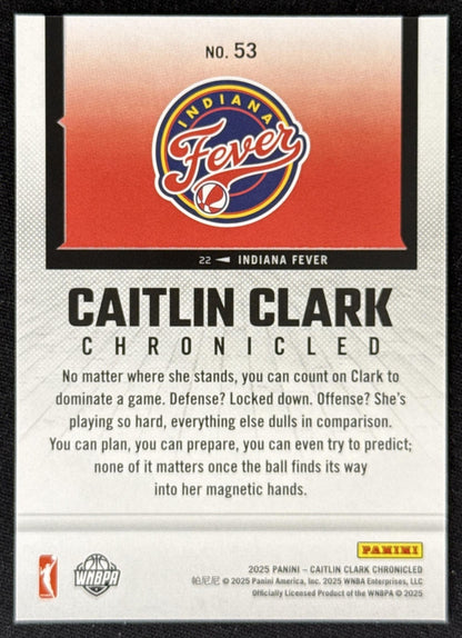 Caitlin Clark 2025 Panini Chronicled Life Style Fever 53 Sports Trading Card