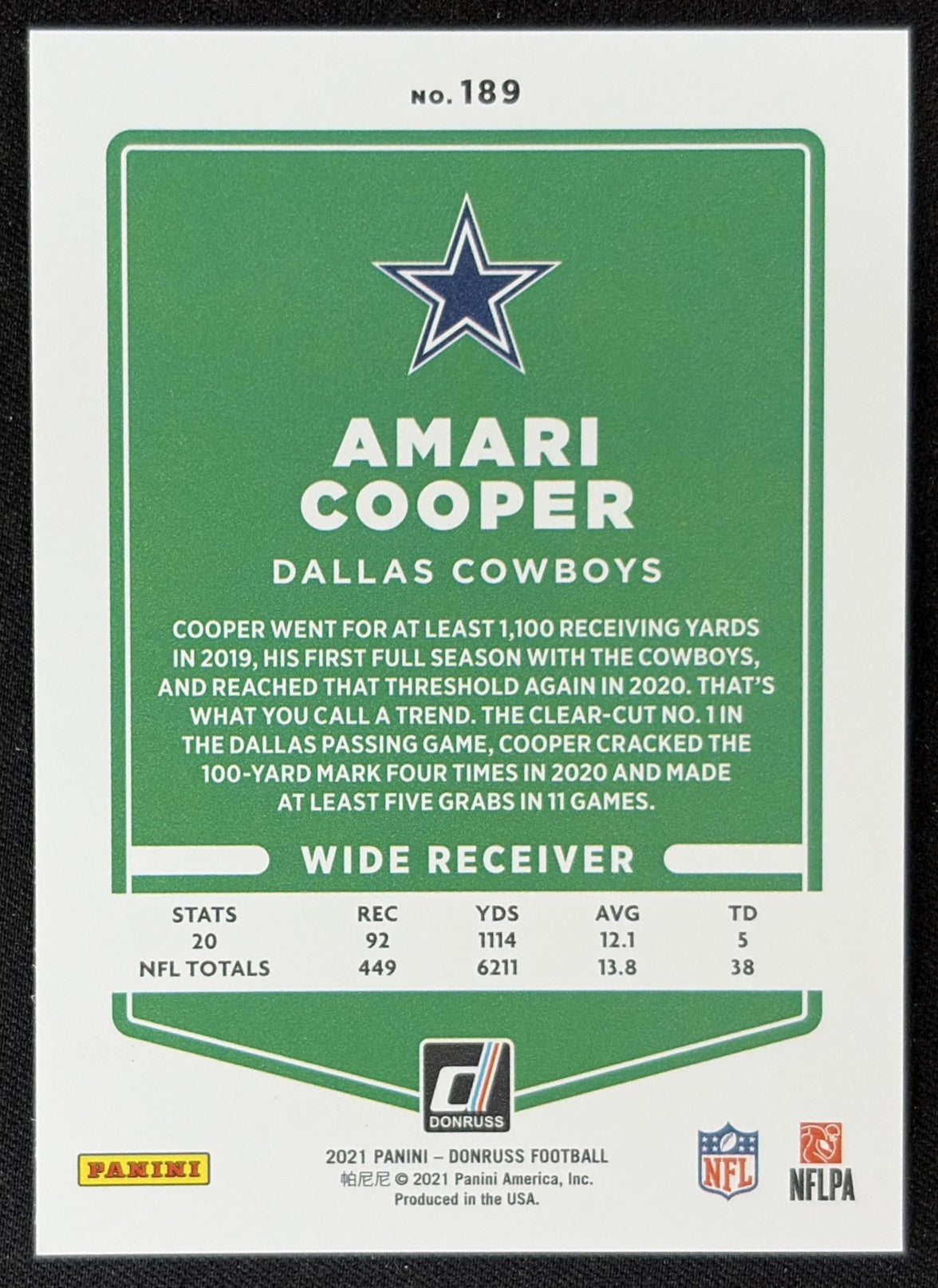 Amari Cooper 2021 Panini Donruss Press Proof Premium Cowboys - Dallas Cowboys