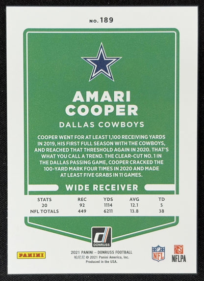 Amari Cooper 2021 Panini Donruss Press Proof Premium Cowboys - Dallas Cowboys