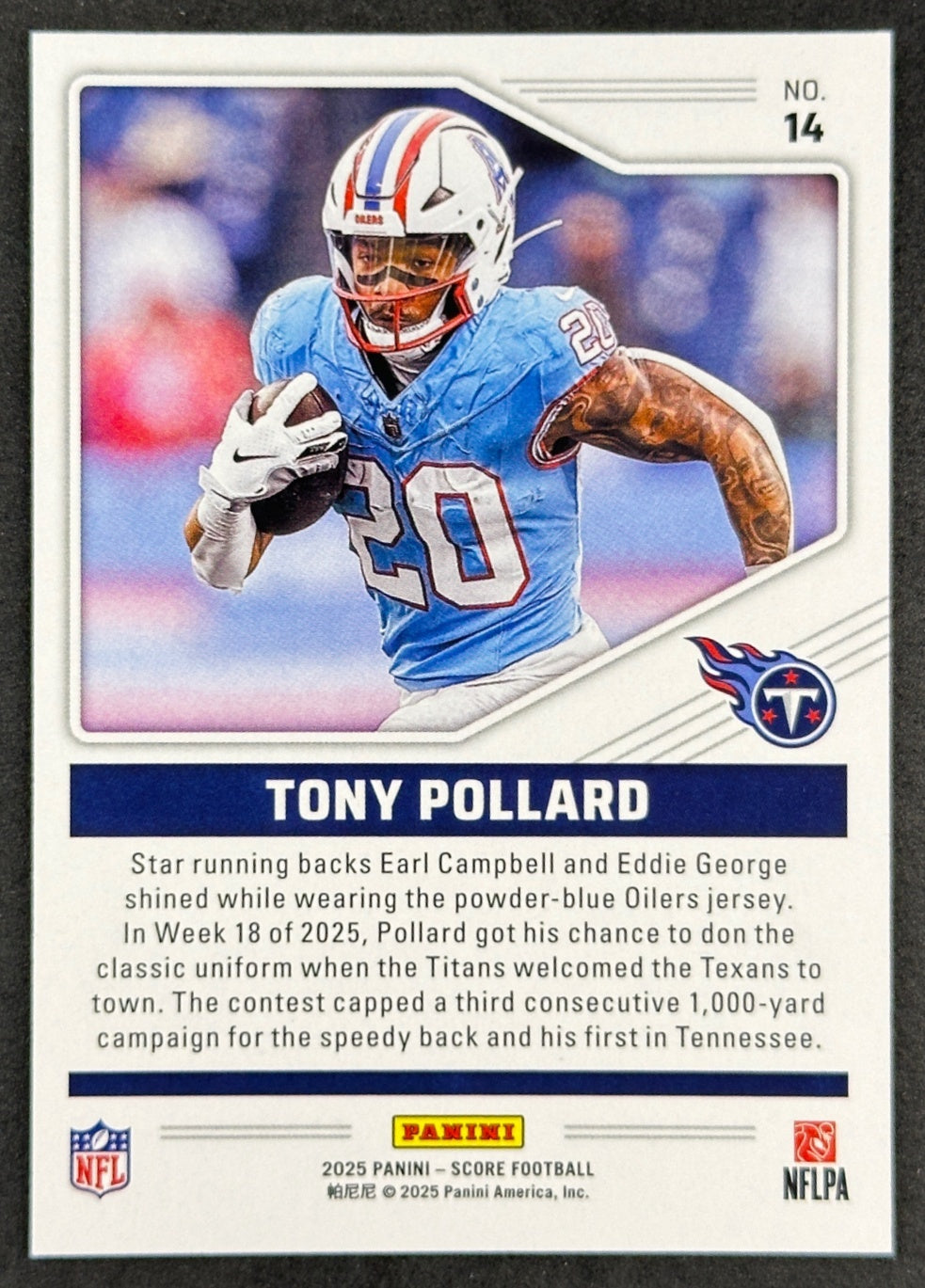 Tony Pollard 2025 Score Throwbacks Titans Football