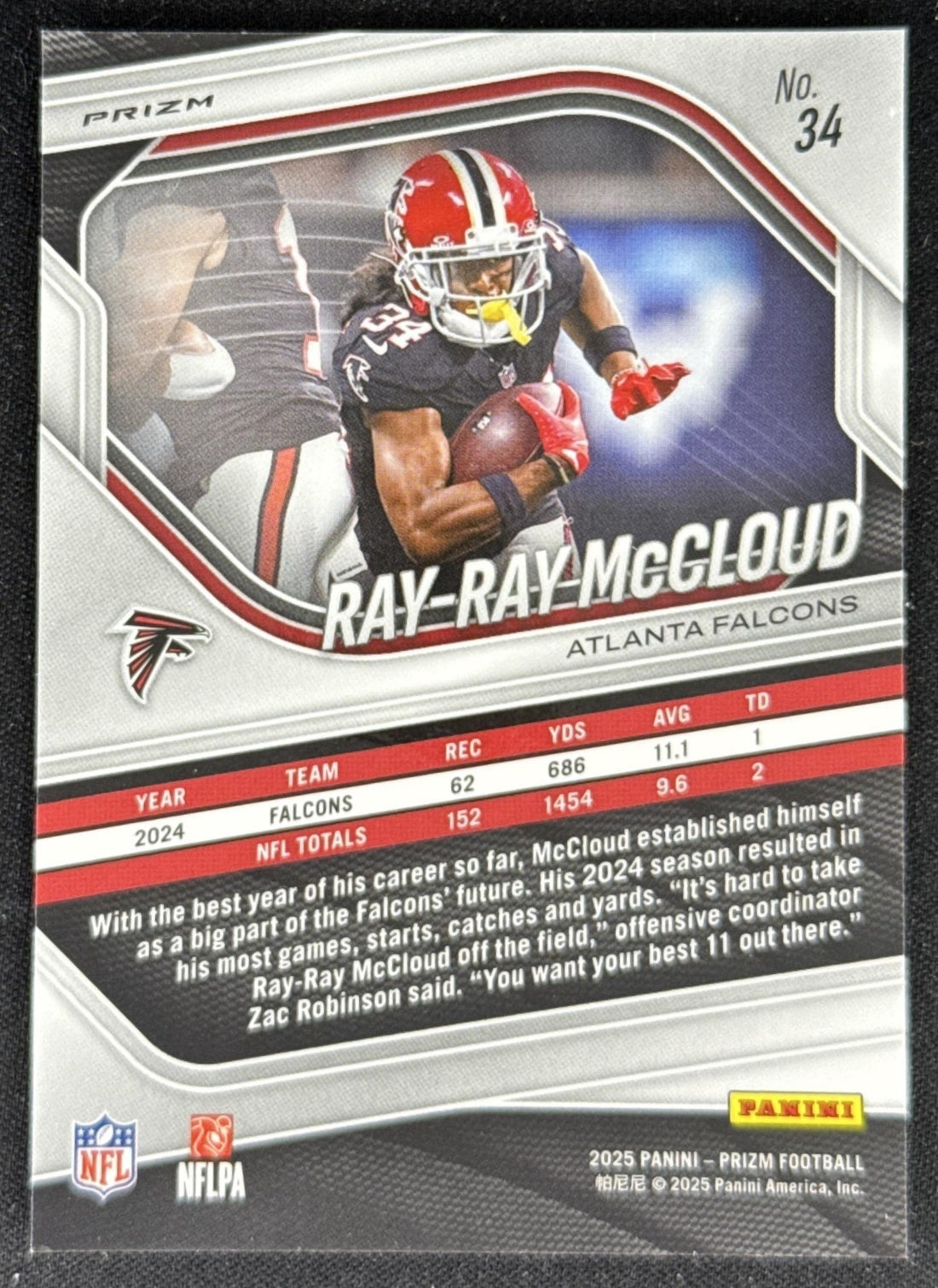 Ray-Ray McCloud 2025 Panini Prizm Red White & Blue Falcons Atlanta Falcons Sports Trading Card