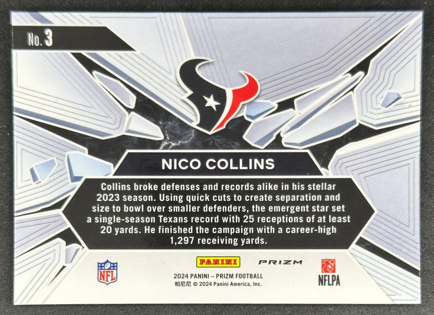 Nico Collins 2024 Prizm Break Green Ice Texans - back
