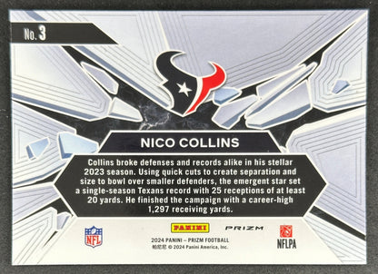 Nico Collins 2024 Prizm Break Green Ice Texans - back