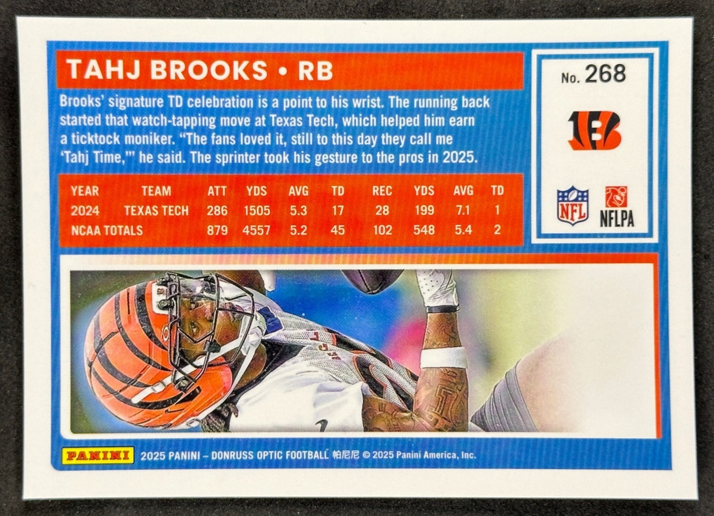 Tahj Brooks 2025 Donruss Optic Rated Rookie Bengals Sports Trading Card