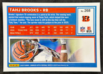 Tahj Brooks 2025 Donruss Optic Rated Rookie Bengals Sports Trading Card